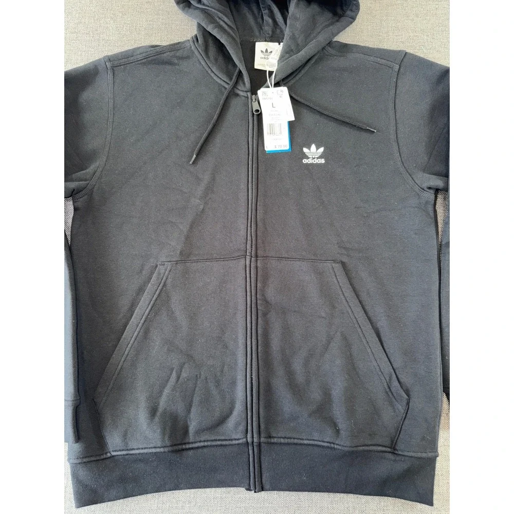 Adidas Originals Adicolor Essentials Full Zip Hoodie Black IW5791 Mens L